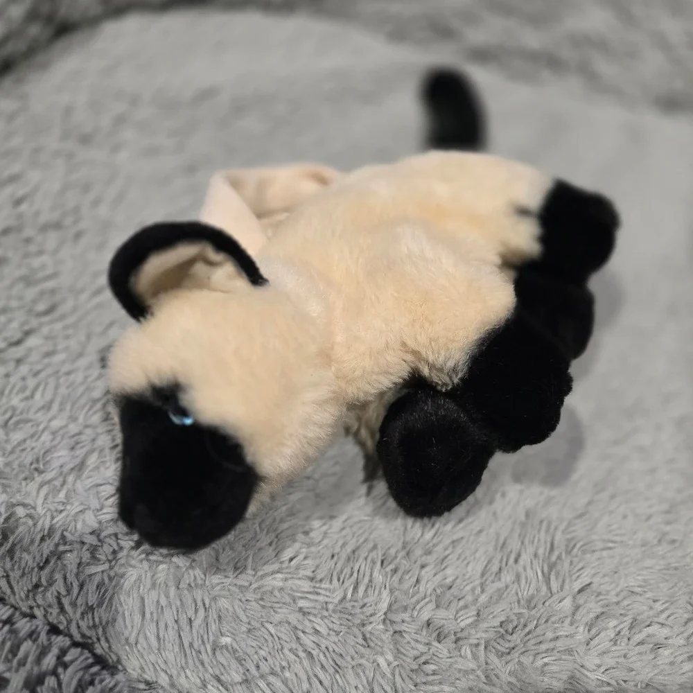 Plush vintage siamese cat purse wristlet